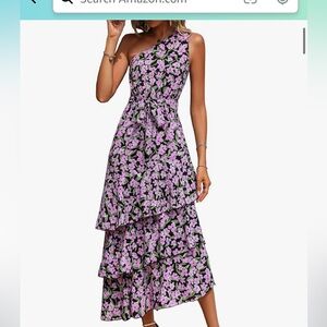 Pretty Garden one shoulder dress - black and purple - XL (Amazon purchase)
